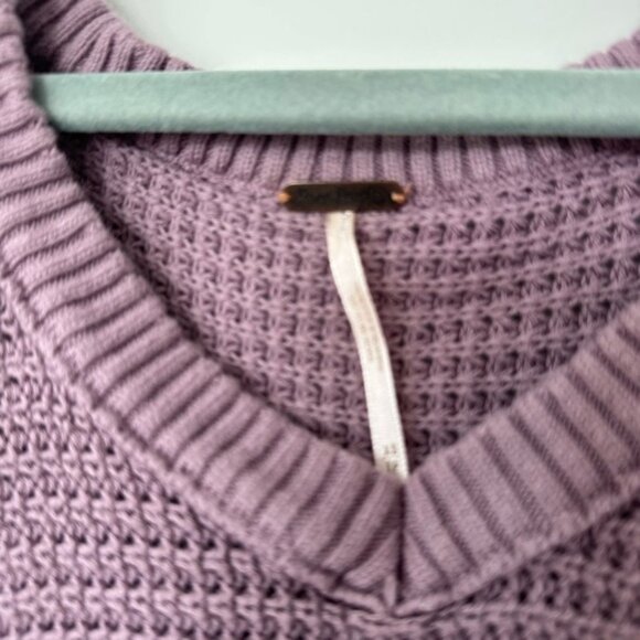 Free People V-Neck Waffle Knit Sweater - Picture 3 of 3